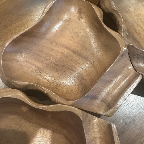 Vintage "Monkey Pod" carved wood Replacement Serving bowl set Of 6 - Picture 4 of 13